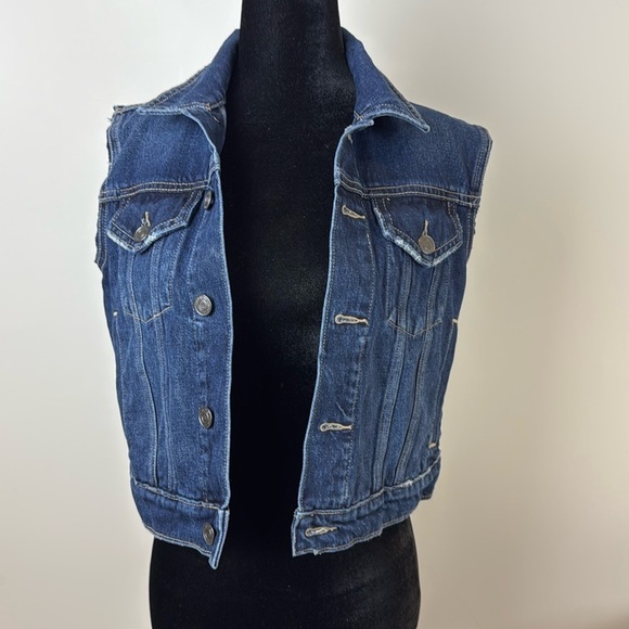 Current Elliott Distressed Jean Vest Women's Size 0 - Picture 1 of 8